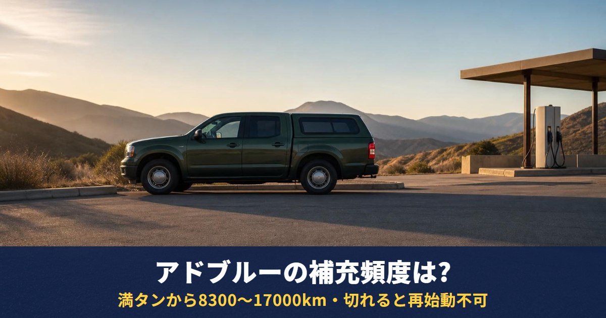 アドブルーの補充頻度は？満タンから8300〜17000km、切れると再始動不可
