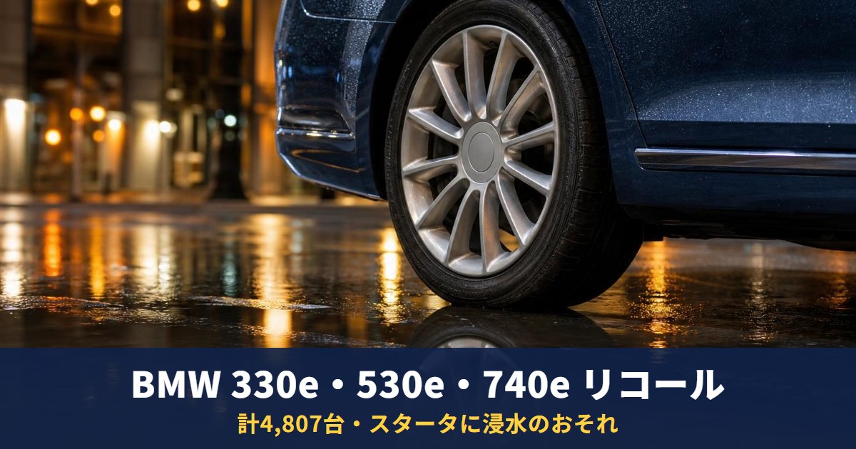 BMW 330e・530e・740eのスタータにリコール｜4,807台、浸水のおそれ