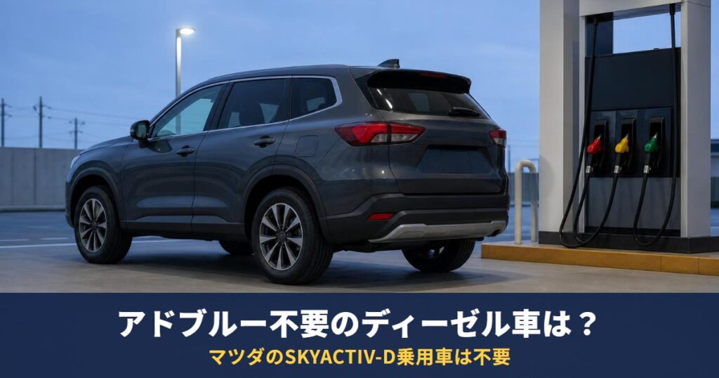 ディーゼルでアドブルー不要の車種は？マツダのSKYACTIV-D車は不要【2026年9月】