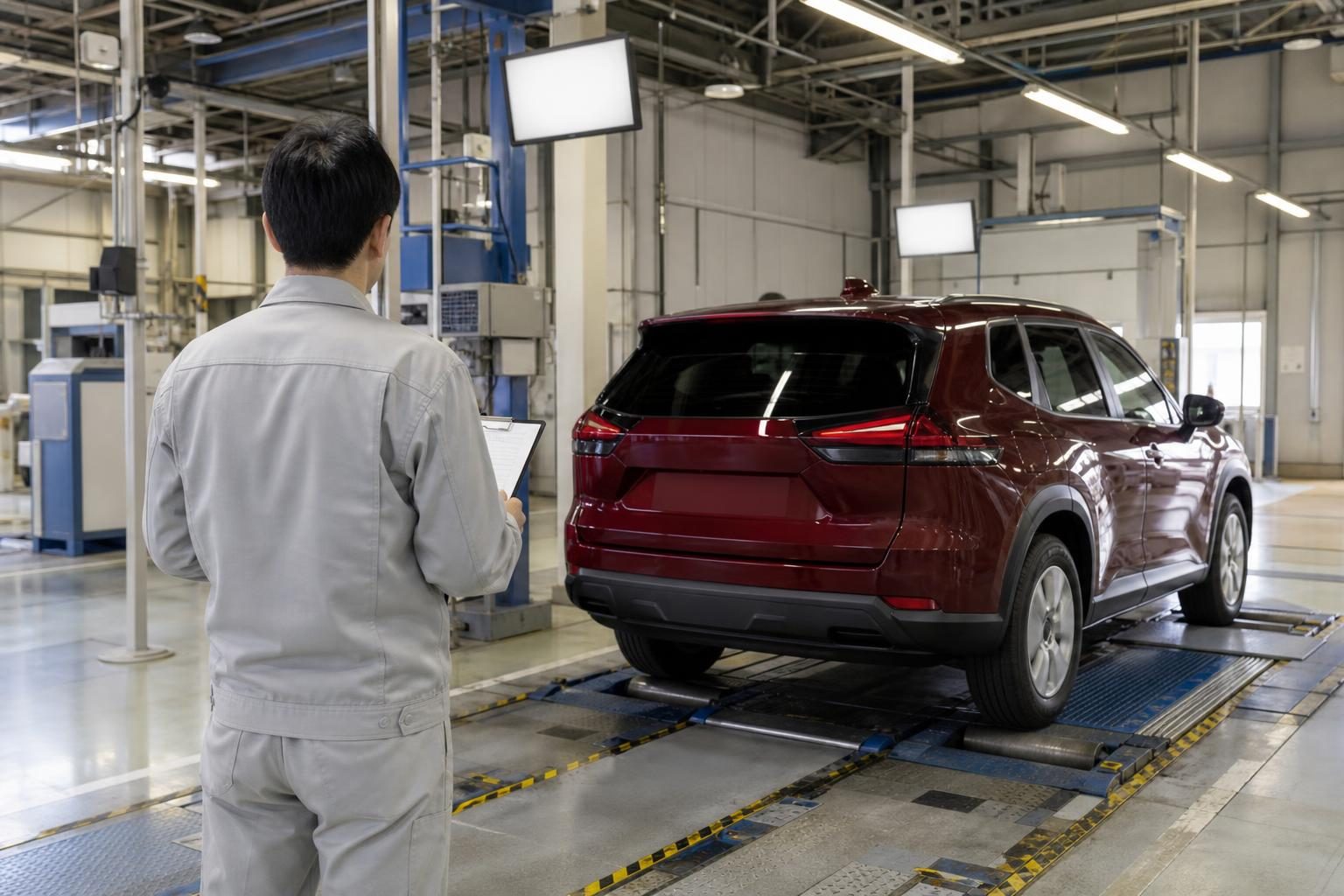 検査場で車両を検査する様子の一般的なイメージ