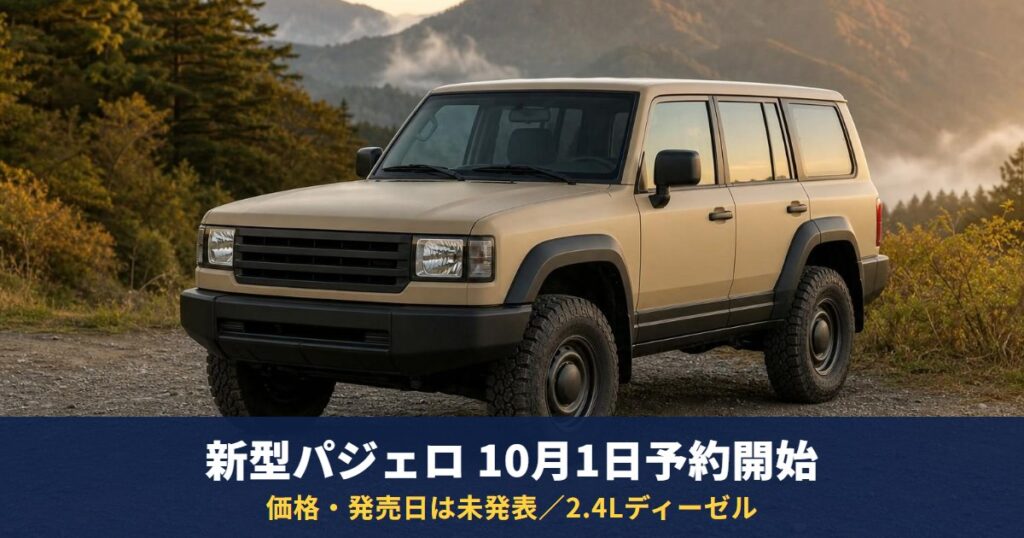 新型パジェロは10月1日に予約注文開始｜価格・発売日は未発表、2.4Lディーゼル・サイズ・旧型との違い