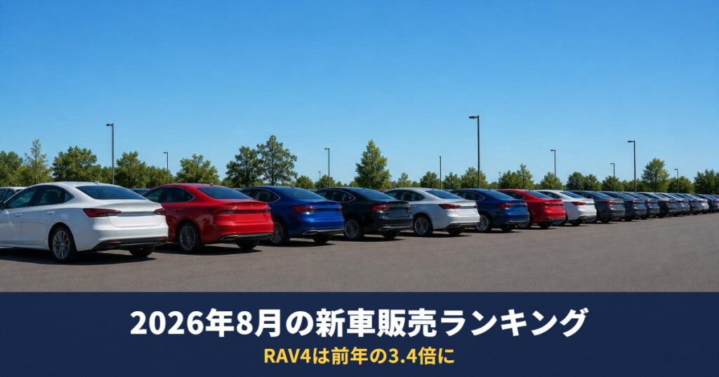 2026年8月の新車販売ランキング｜RAV4は前年の3.4倍、登録車のジムニーは前年の5倍