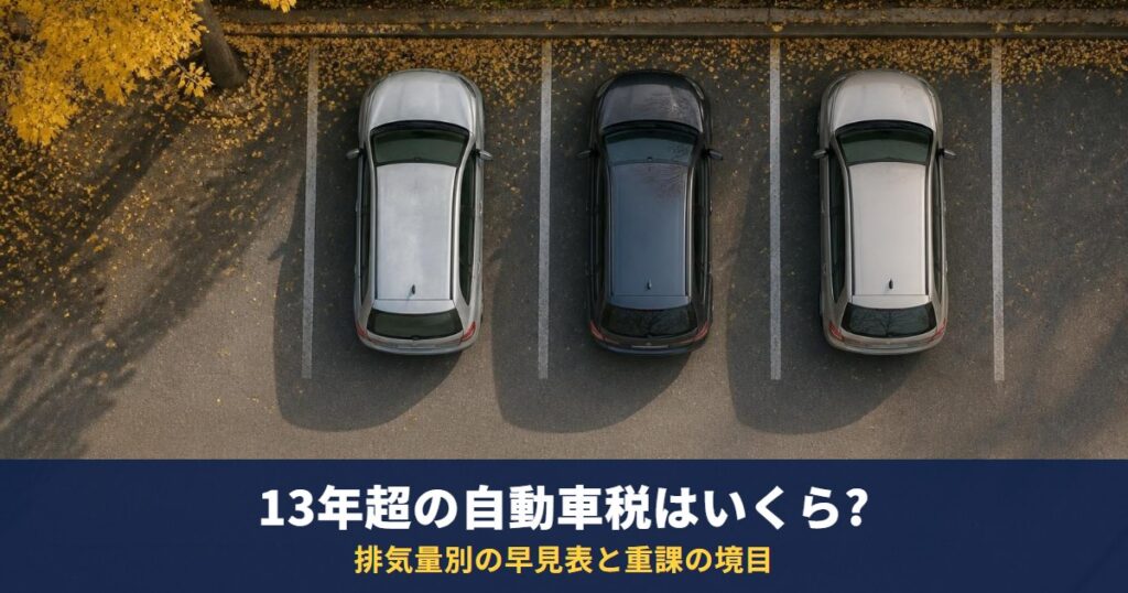 自動車税13年超の早見表|ガソリン車は概ね15%重課、排気量別の税額と対象外の車