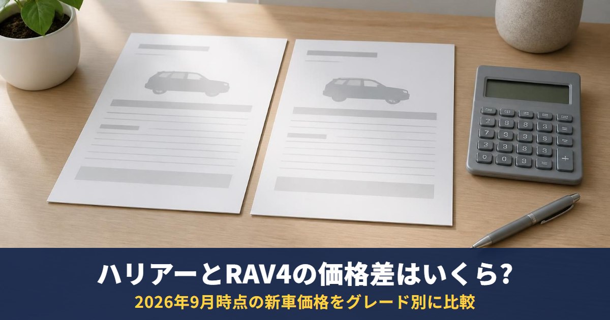 ハリアーとRAV4の価格差はいくら?2026年9月時点の新車価格をグレード別に比較